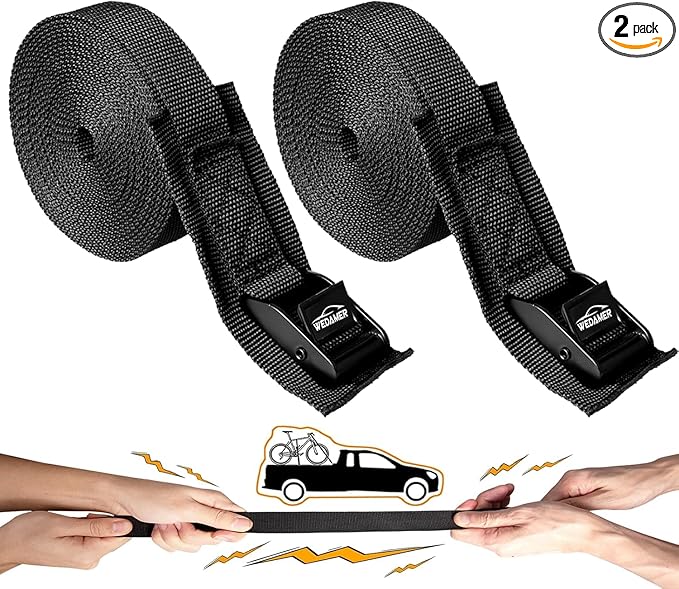 WEDAMER 2 Pack Kayak Tie Down Straps 5ft Cam Buckle Tie Downs Adjustable Kayak Strap for Trucks Motorcycles Boat RV - Ratchet Lashing Straps for Roof Rack Trailer Cargo Packing Securement (1" x 5ft)