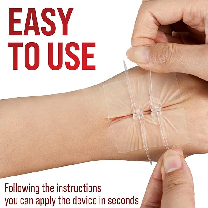 Emergency Wound Closure Strips - 11pk - 2 Types Easy to Use Butterfly Bandages - Stitchless & Painless Laceration Closure Kit