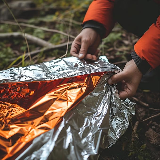 Emergency Mylar Thermal Blankets: Portable Space Blanket, Camping, Bug Out Bag. (Green)