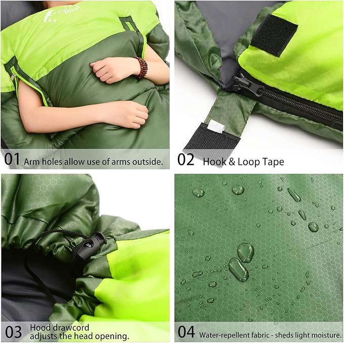 Wind Tour 3 Season Lightweight Waterproof Sleeping Bag Indoor & Outdoor for Hiking Backpacking Camping Traveling