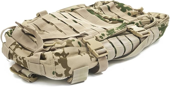 Mil-Tec Unisex Assault Pack - Rugged Durable Lightweight Ergonomic Versatile Tactical Outdoor Camping Hiking Backpack with Adjustable Padded Shoulder Straps & MOLLE Loops, Tropical Camo, 20L