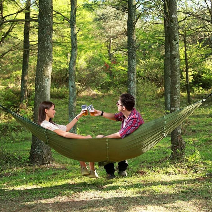 Camping Hammock 2 Person Hammocks with Net, Tent, Tree Straps Heavy Duty Waterproof Lightweight Nylon Portable Hammock for Hiking Outdoor Travel Beach Survival Backyard