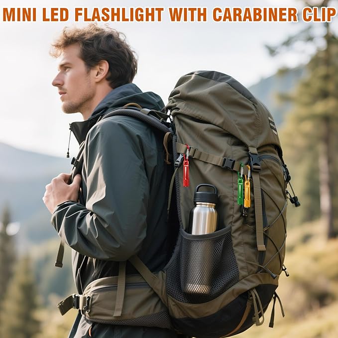 42 Pcs Mini LED Keychain Flashlight with Carabiner Clip, Compact Metal Emergency Light for Camping Hiking Cycling Survival Kits