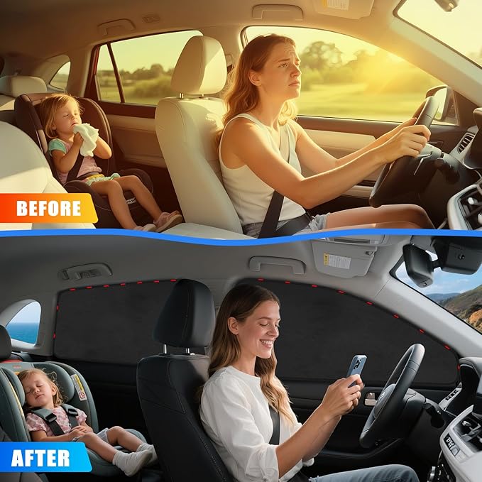 ZATOOTO Car Window Shades for Toyota RAV4 2019-2024, Custom Fit Suede Car Window Covers for 100% UV & Privacy Protection, Heat Insulation, 4 Packs Side Window Sun Shade for Family Travel, Baby, Pets