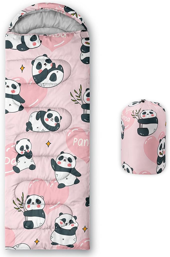 QOOMO Axolotl Cute Camping Sleeping Bags,3 Season Warm & Cool Weather,Lightweight,Waterproof Sleeping Bags for Adults & Kids,Traveling,and Outdoors