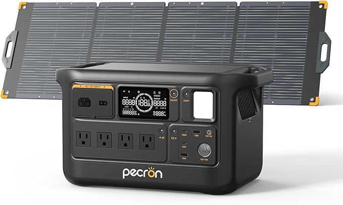 PECRON F1000LFP Portable Power Station with 200W Solar Panel, 1500W, 1004Wh LiFePO4 Battery Solar Generator, UPS, Fast Charging, Perfect Power Backup for Camping, Home Use, RV