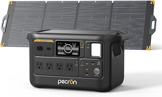 PECRON F1000LFP Portable Power Station with 200W Solar Panel, 1500W, 1004Wh LiFePO4 Battery Solar Generator, UPS, Fast Charging, Perfect Power Backup for Camping, Home Use, RV