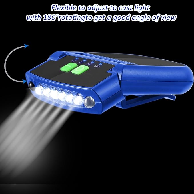 Mudder LED Clip on Cap Lights USB Rechargeable Cap Flashlight Clip Waterproof Ultra Bright Hat Flashlight Headlamp for Fishing Camping Hand Work