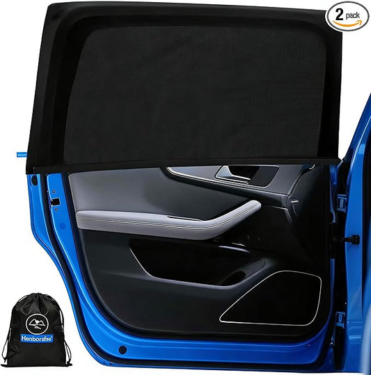 2Pack Rear Side car Window sunshades,Premium Rear Privacy Screens for SUV,Sedans,Truck Van,Double Layer Breathable Elastic Spandex mesh,Bug Insect Protection,Camping Travel Essential(Max43.5 * 32.5)