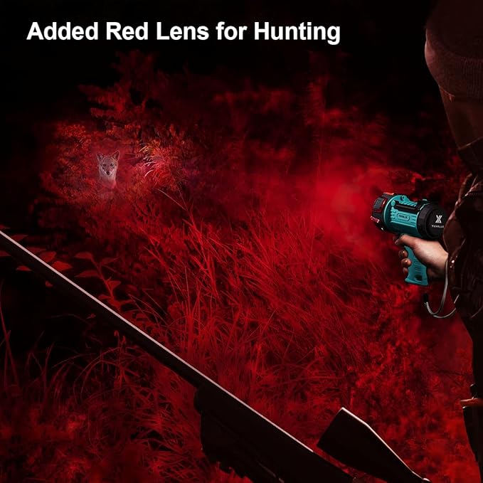 YIERBLUE Rechargeable Spotlight, Super Bright 1000,000 High Lumen LED IP67 Waterproof Handheld Spotlight Long Lasting Large Flashlight Searchlight with Detachable Red Light Filter