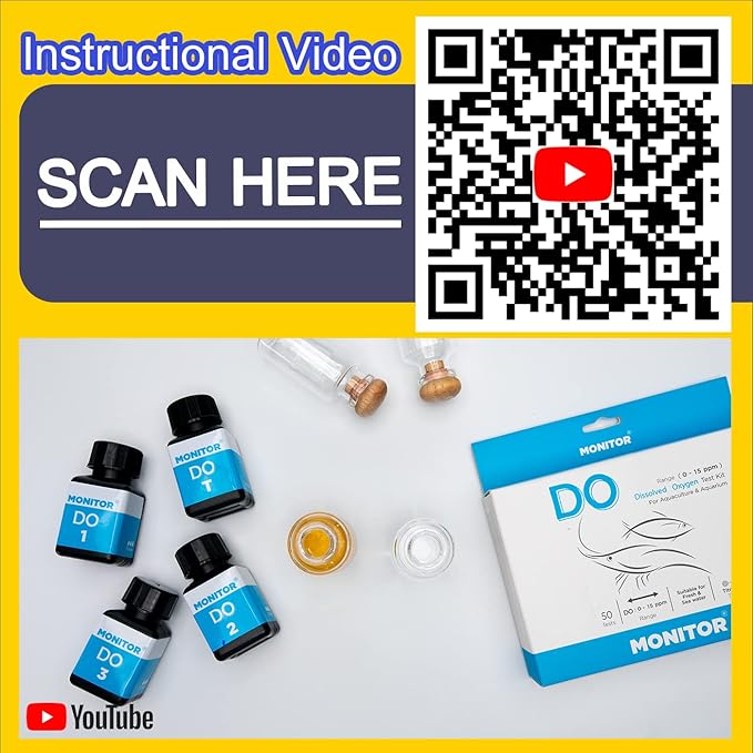 Monitor DISSOLVED Oxygen Test KIT (60 Tests) - Monitor Aquarium and aquaculture Water Quality