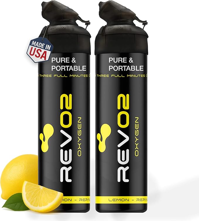 Oxygen Can | 98% Pure Portable Oxygen for Recovery, Immunity & Hiking | 10L Canister with Leak-Proof Mouthpiece & Trigger Lock | Natural Citrus Boost for Breathing, Energy & Wellness - Lemon 2 Pack