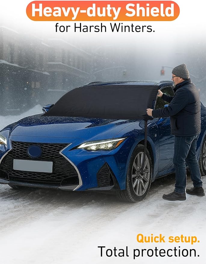 EcoNour Car Snow Cover Compatible for Lexus is 300 | Windshield Cover for Ice and Snow with S-Hook Straps | Heavy-Duty 600D Oxford Winter Car Cover, Waterproof & Anti-Slip