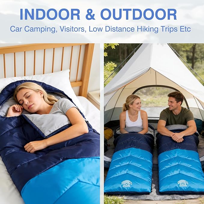 Sleeping Bag 4 Seasons Adults & Kids for Camping Hiking Trips Warm Cool Weather,Lightweight and Waterproof with Compression Bag,Indoors Outdoors Activities
