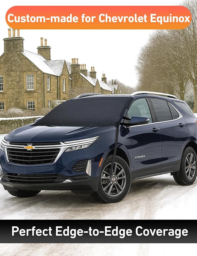 EcoNour Car Snow Cover Compatible for Chevrolet Equinox | Windshield Cover for Ice and Snow with S-Hook Straps | Heavy-Duty 600D Oxford Winter Car Cover, Waterproof & Anti-Slip