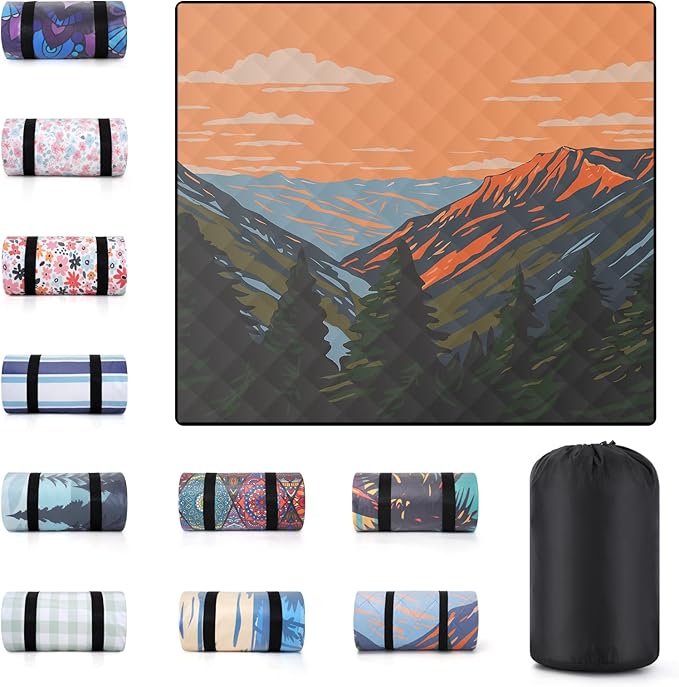 60x80" Waterproof Picnic Blankets Outdoor Sandless Beach Blanket Foldable Padded Ground Grass Park Lawn Mat Tent Camping Rug Backpack Hiking Roadtrip Gadgets Gifts Rv Car Travel Trailers Items