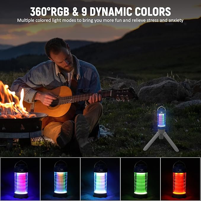 Wurkkos CL01 Camping Lantern Rechargeable, 550LM Led Lantern with Magnet Base, RGB light, Up to 300H Runtime, Camping Essentials, IP66 Waterproof Tent Light for Power Outages, Emergency, Camping, Blue