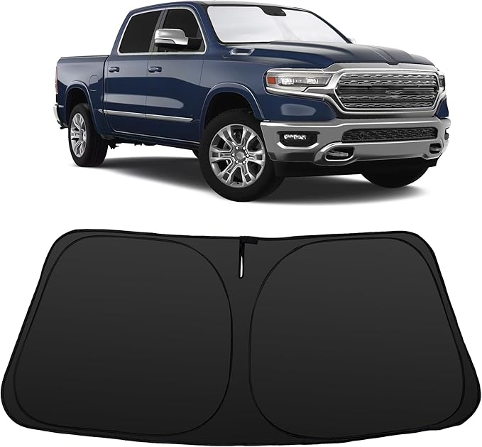 Windshield Sun Shade for 2019-2026 Dodge RAM 1500 Accessories CrewCab,MegaCab Pickup,2Dr RegularCab,4Dr QuadCab Custom Fit Foldable Sunshade