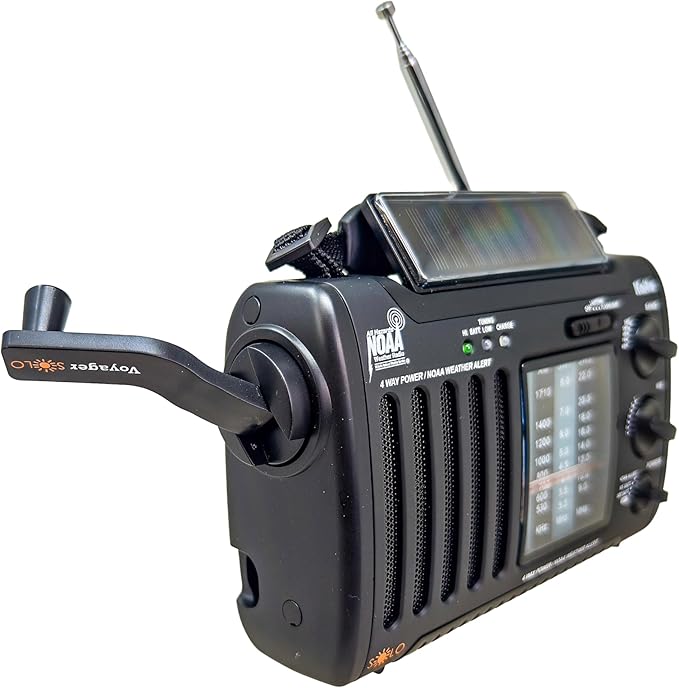 Kaito Voyager Solo Emergency AM FM SW NOAA Weather Alert Radio with Solar Crank Flashlight
