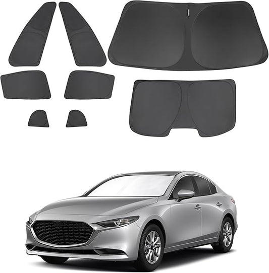 TINGLU Window Shades for Mazda 3 2019-2026 Accessories Car Side Full Windows Rear Triangular Windshield Sun Shade Sun UV Rays & Privacy Protection for Camping 8PCS