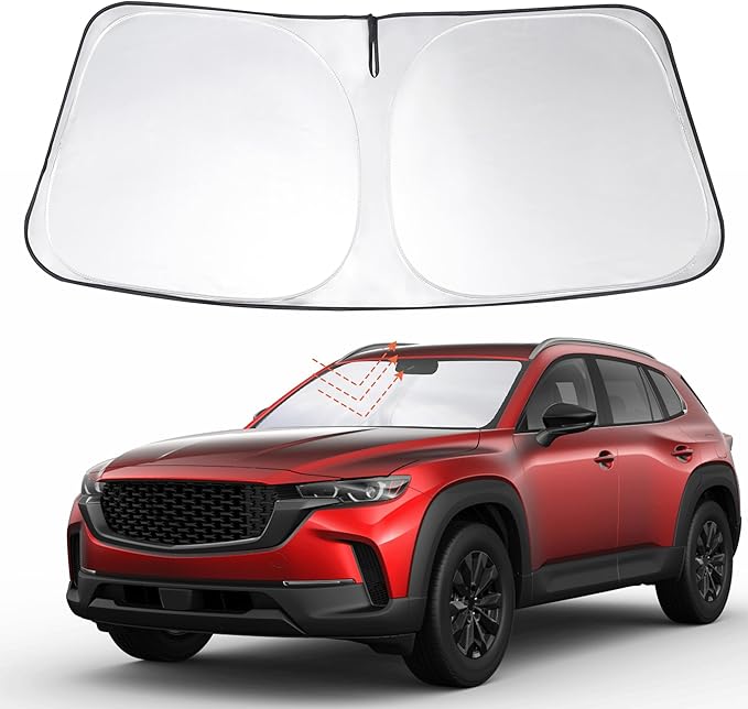 Windshield Sun Shade Custom Fit 2023 2024 2025 2026 Mazda CX-50 CX50 Accessories Foldable Sunshade Sun Blocker Front Window Shades Covers Keep Car Cooler