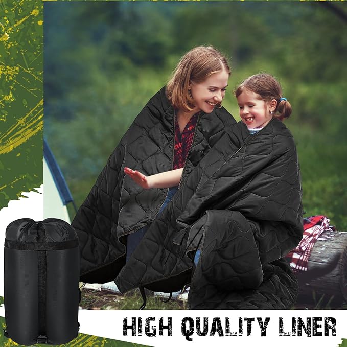 Barydat 1/2/3 Pack 80 x 60/92 x 64 Inch Woobie Blanket Military Poncho Liner Hunting Blanket Waterproof Thermal Poncho Liner with Bag Camo for Outdoor Camping Hiking