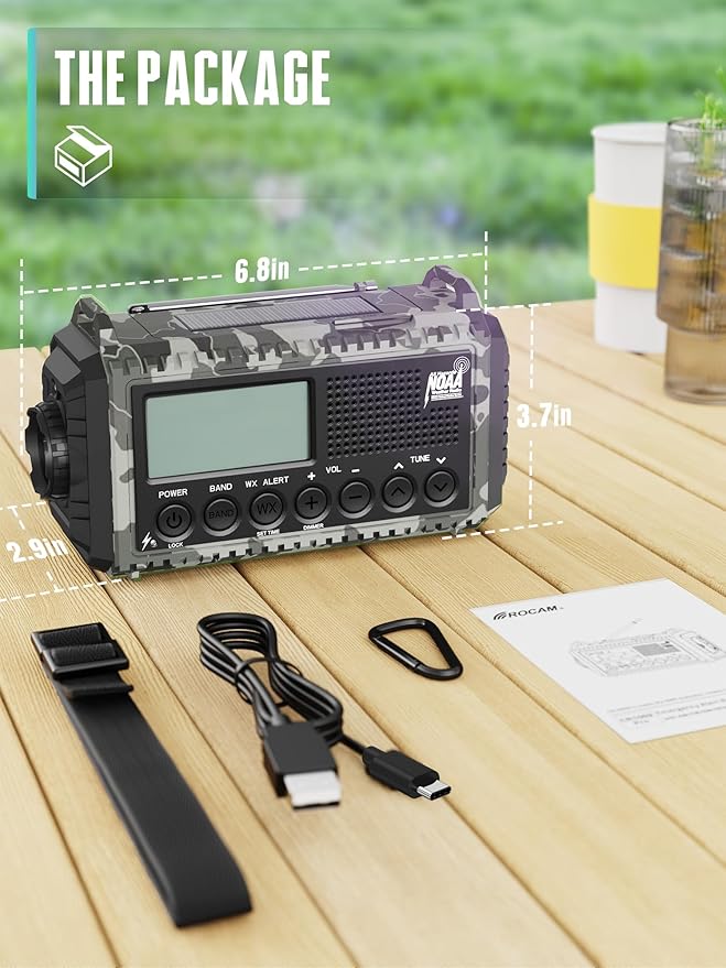 Hand Crank Solar Emergency Radio with 2X Faster Crank,Clear Signal& 12000mAh Battery Operated,Auto NOAA Weather Alert/SW/AM/FM Portable Radio with 6-Way Power,Flashlight, Phone Charger,SOS Alarm
