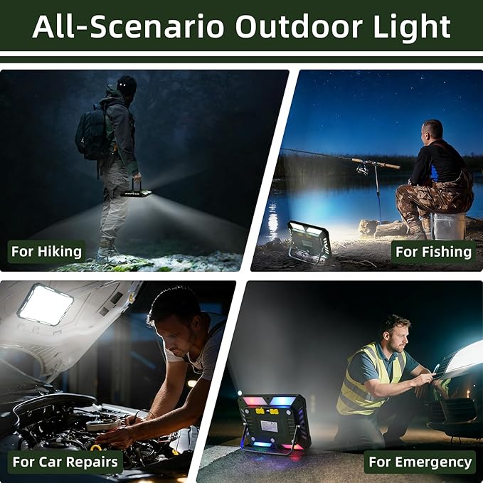 Camping Lantern Rechargeable Camping Lights 60W,3000LM, 6 Modes, Waterproof Camping Essentials with 5 Magnetic Bases, for Emergency, Power Outages, Tent, Hiking, Car Repair, Fishing