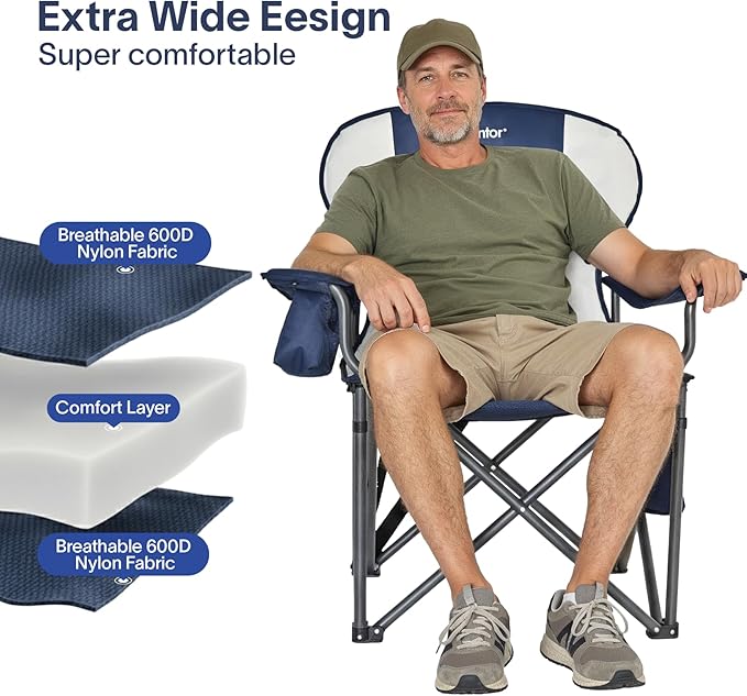 Alvantor Portable Folding Camping Chair, Heavy Duty Support Outdoor Chair with Breathable Mesh & Padded Seat, for Camping, Hiking, Sports and Outdoor Activities