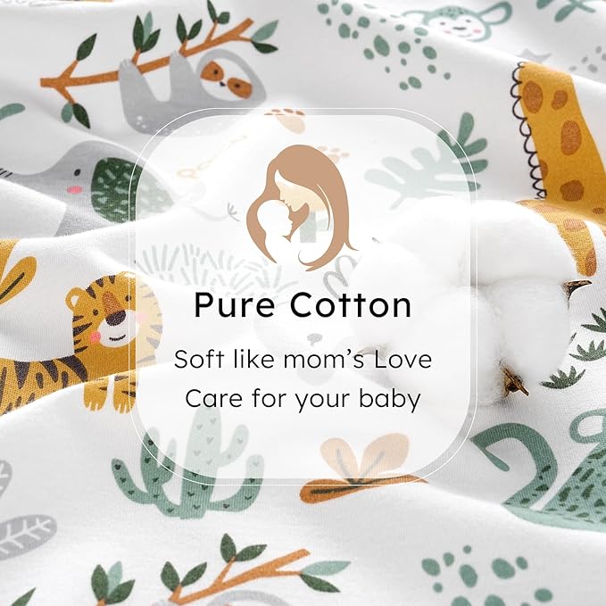 Baby Sleep Sack 18-24 months, 100% Cotton Sleeping Sack for Newborn and Infant, 3 Pack Baby Wearable Blanket for Boy and Girl, 0.5 Tog Lightweight Double Zipper Sleep Bag Green Brown Giraffe