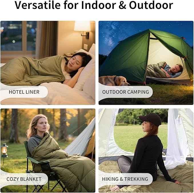 Sleeping Bag for Adults – 4 Season Camping Sleeping Bag Lightweight for Backpacking & Hiking, Waterproof Shell, Warm & Roomy, Machine Washable,Backpacking Camping Sleeping