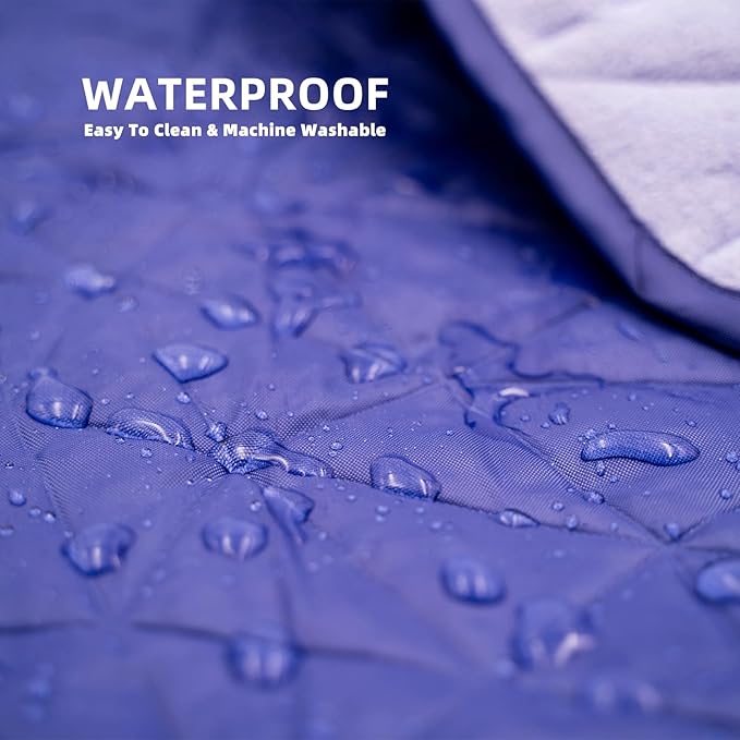 Large Outdoor Waterproof Blanket Extra Thick Fleece Stadium Blanket for Camping, Car, Pet, Picnics - Windproof, Wearable, Machine Washable 80" x 58" (Purple,Hooded)