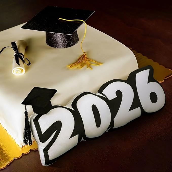 Beeveer Class of 2026 Autograph Stuffed Pillow 15.7" Graduation Autograph Stuffed Pillow Graduation Guest Signature Gifts Grad Party Sign in Decor for High School College(Black,Classic)