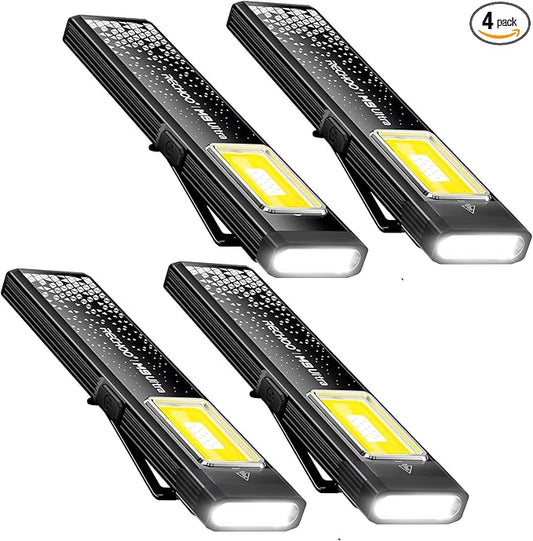 RECHOO Rechargeable Flashlights High Lumens 4Pack, Magnetic EDC Flashlight with Clip, 8 Modes Powerful Pocket LED Flashlight, Waterproof Portable Flat Flashlights for Home Camping Emergency