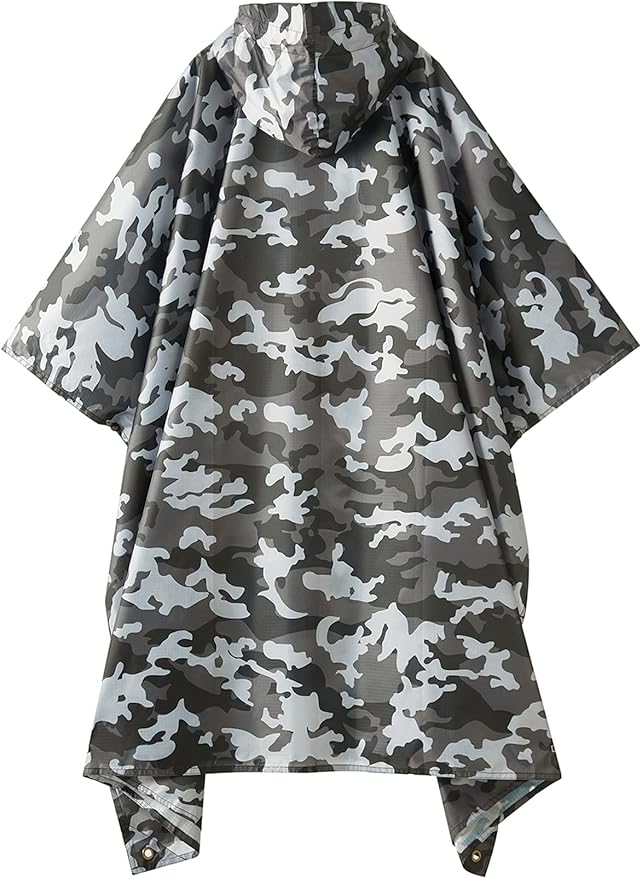 PTEROMY 3-in-1 Hooded Rain Poncho for Adult with Pocket, Waterproof Lightweight Unisex Raincoat for Hiking Camping Emergency