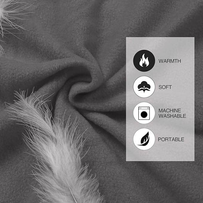 REDCAMP Fleece Sleeping Bag Liner with Hood for Adult Warm or Cold Weather, Long Full Sized Zipper Camping Blanket with Sack for Outdoor Indoor Used, Grey 87"