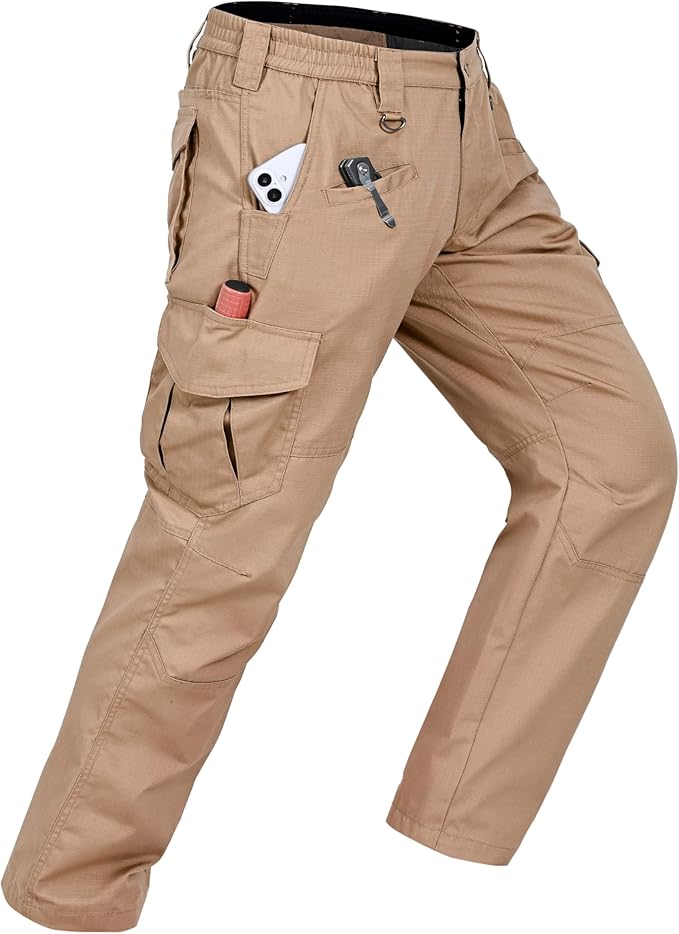 CNBQDD Mens Work Pants Cargo Tactical Construction for Men Ripstop Water Repellent Lightweight Outdoor Hiking with Pockets