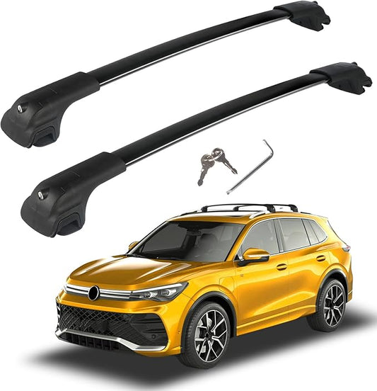 300LBS Roof Rack Cross Bars Compatible with Volkswagen VW Tiguan 2018-2026/Taos 2022-2026 Heavy-Duty Aluminum Lockable Crossbars Roof Rails Cargo Carrier Luggage Canoe Kayak Bike
