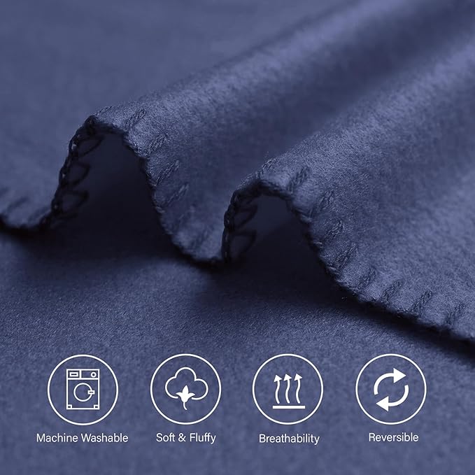 ZYFZCYBL Fleece Throw Blankets Lightweight Warm Soft Cozy Pet-Friendly Bulk Fleece Throw Blanket Solid for Home Bed, Sofa，Office,Gifts, Couch (Pack of 6-50 x 60 inch，Navy)