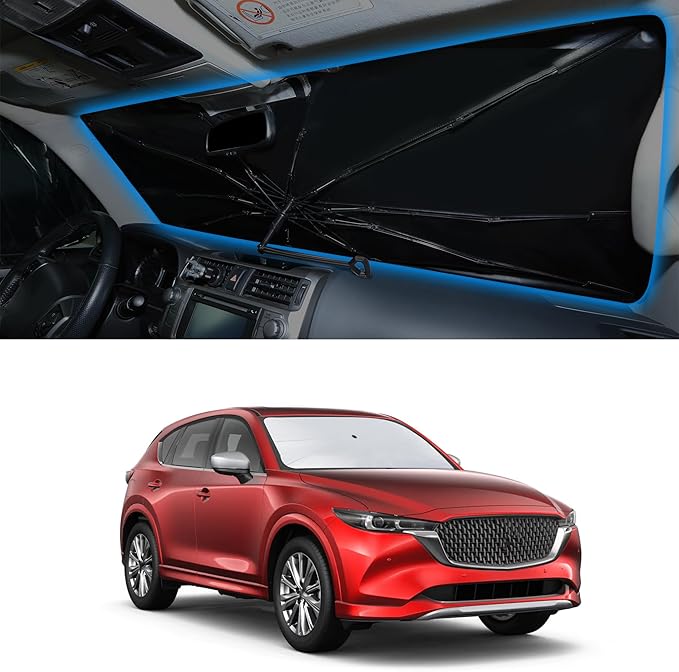 Windshield Sun Shade Umbrella Custom Fit for 2017-2026 Mazda CX5 CX-5 Accessories Front Window Sunshade Shield Blocker Keeps Car Cool