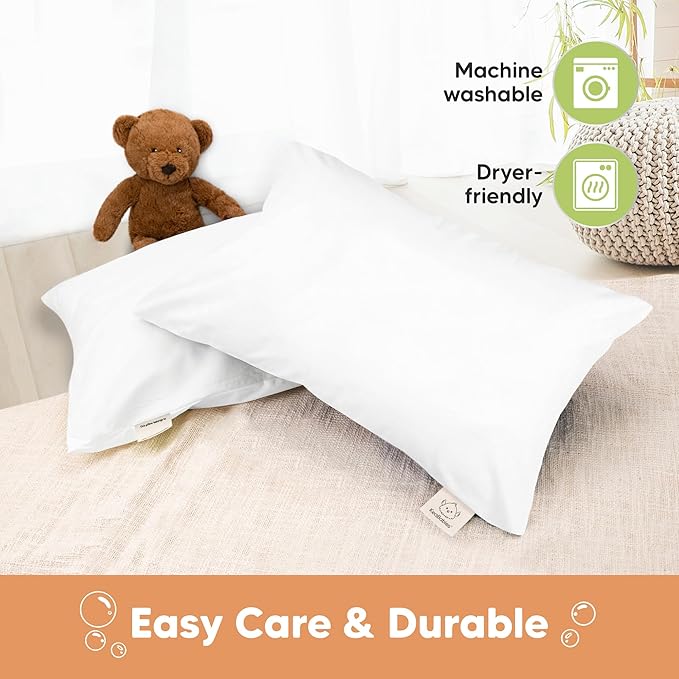 KeaBabies 13 x18 Toddler Pillowcase, Waterproof - Soft Waterproof Toddler Pillow Protector Cover for Kids, Boys, Girls, Durable Machine Washable, Small Travel Pillow Sold Separately (Soft White)