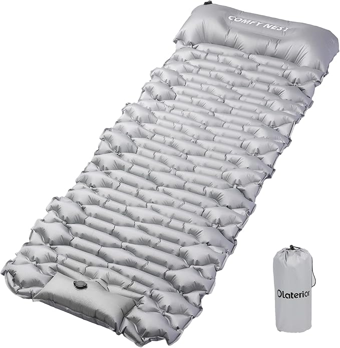 Camping Sleeping Pad with 4.8 R-Value, Ultralight Camping Mat with Pillow and Built-in Foot Pump, Inflatable Sleeping Mat Compact for Outdoor Hiking, Camping, Backpacking, Hiking, Traveling, Tent