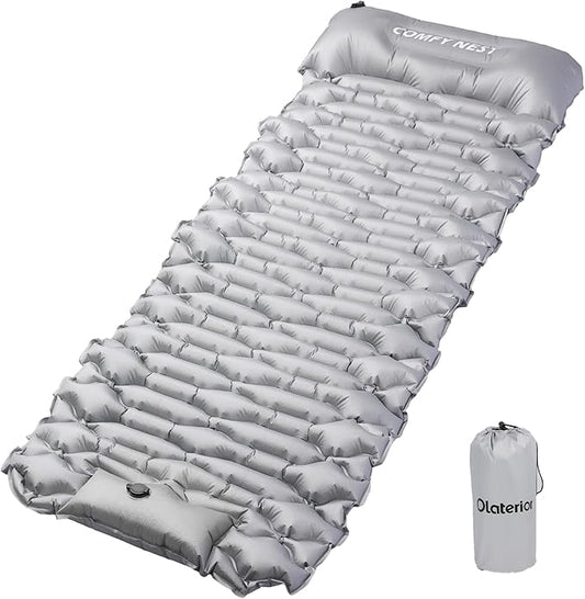 Camping Sleeping Pad with 4.8 R-Value, Ultralight Camping Mat with Pillow and Built-in Foot Pump, Inflatable Sleeping Mat Compact for Outdoor Hiking, Camping, Backpacking, Hiking, Traveling, Tent