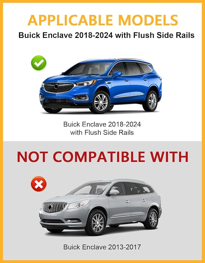 Tuyoung All Aluminum Roof Rack Cross Bars Compatible with Buick Enclave 2018-2024 (with Flush Side Rails), 260lbs Lockable Heavy Duty Roof Rails Crossbars Cargo Carrier Luggage Kayak Accessories