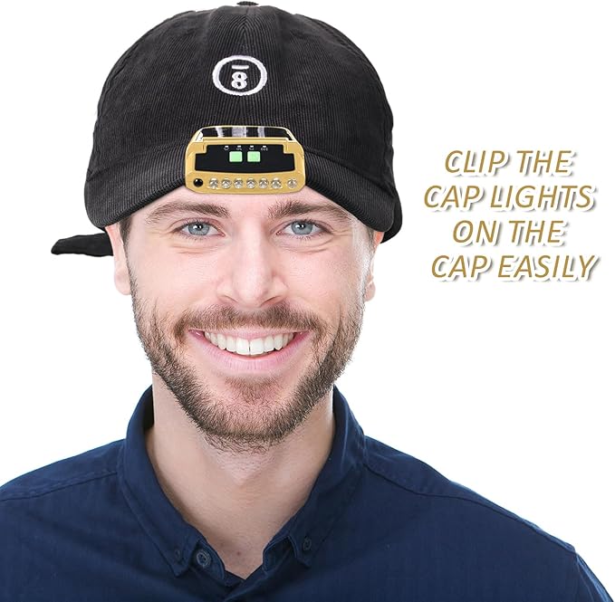 Mudder LED Clip on Cap Lights USB Rechargeable Cap Flashlight Clip Waterproof Ultra Bright Hat Flashlight Headlamp for Fishing Camping Hand Work