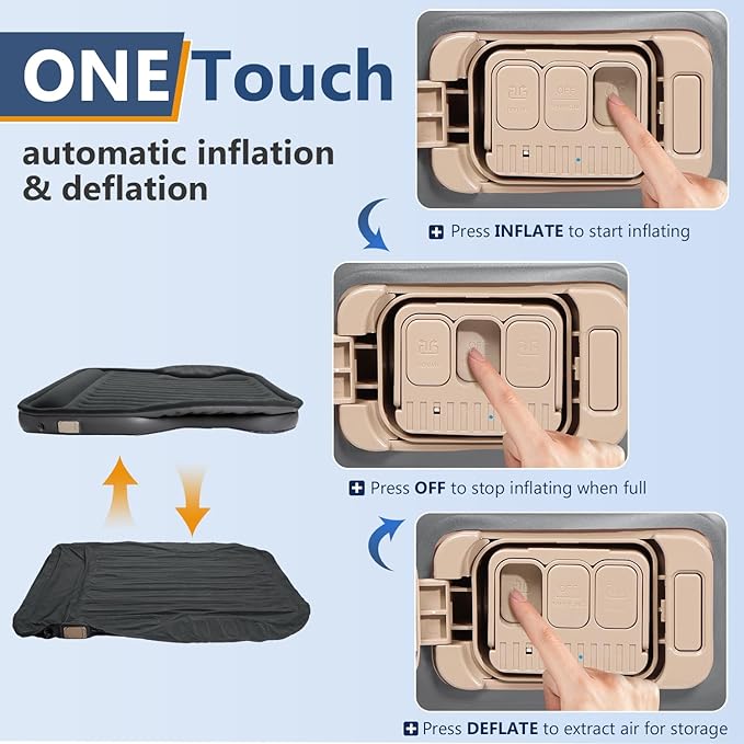 Self-Inflating SUV Air Mattress with Built in Electric Pump，car air Mattress with Pillow for Trunk，Portable car Mattress for Travle and Camping, Black