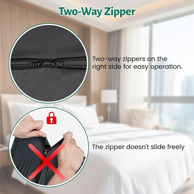 Ultralight Sleeping Bag Liner, Satin Sleep Sack, Comfy Breathable & Cooling & Silky Soft liner, Travel Sheets & Adult Sleep Sack with 2 Way Zipper, Ideal for Backpacking, Hotel, Camping, Hostels