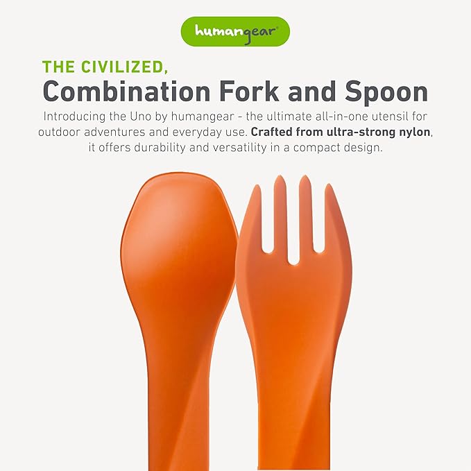 humangear GoBites Uno 3-Pack | Travel & Camping Utensils | Portable & Convertible Dining Ware | Multi-Functional Spork | Red/Gray/Orange, Uno 3-Pack