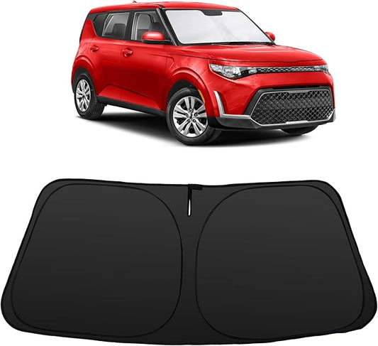 Windshield Sun Shade Accessories Compatible with 2020-2026 Soul for Kia Foldable Sunshade Sun Visor Blocks UV