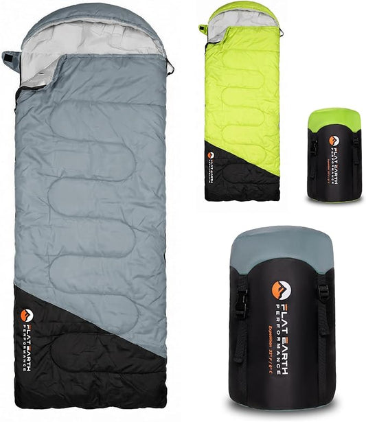 Expedition Camping Sleeping Bags with Compression Sack – 32°F/0°C Lightweight Camping Sleeping Bag for Camping & Hiking, Water-Resistant, Fits Adults & Teens Up to 6'0"